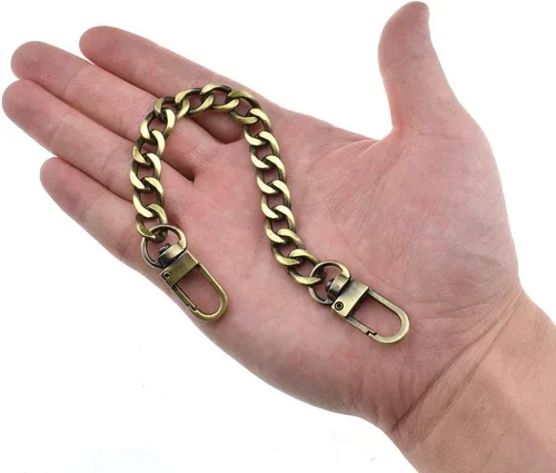 Hahiyo - Correa metálica de cadena para bolso, correa de hombro para bolso cruzado, bandolera de 7.9 pulgadas, bronce, cómoda y plana de 0.4