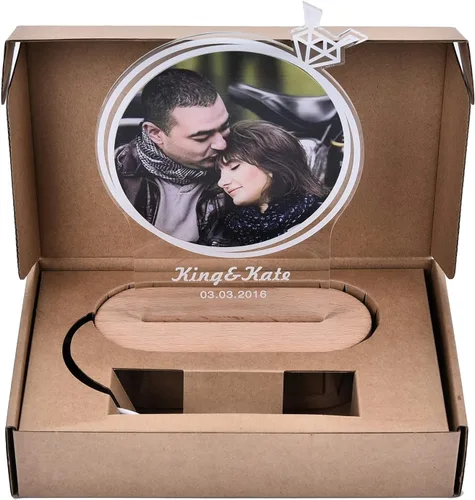 Miniatura 5 de guf Marco de fotos personalizado grabado, marco de fotos personalizado con cristal 3D, regalos para esposa, regalos de novio, regalos de pareja