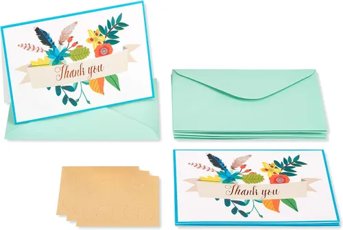 Miniatura 2 de Papyrus Tarjetas de agradecimiento con sobres, pancarta floral (12 unidades)