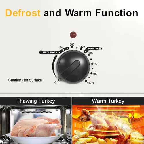 Miniatura 6 de Horno tostador Sunvivi, horno tostador eléctrico con tapa de autohilvanado, tostador de pavo de 24 libras y 20 cuartos con función única de Blanco