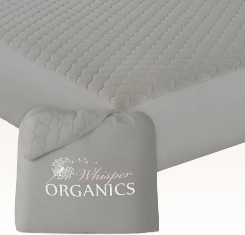 Protector de colchón 100% algodón orgánico, transpirable y refrescante, acolchado de alta calidad de 10.58 oz/m² y lavable a máquina, protector de
