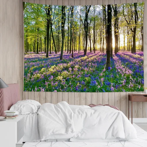 Miniatura 17 de HVEST Tapiz de fase lunar para colgar en la pared, cielo morado con nubes, estrellas, decoración de pared celestial, paisaje natural, decoración