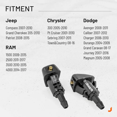 Miniatura 3 de Boquillas ajustables para limpiaparabrisas compatibles con Jeep Grand Cherokee Patriot Compass Caliber, Dodge Charger Durango, Ram 1500 2500