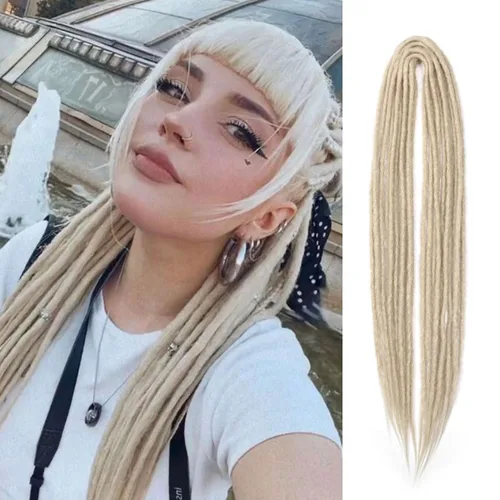 Miniatura 64 de Extensiones de rastas trenzadas bohemias de 24 pulgadas, 10 hebras de rastas sintéticas rizadas color marrón degradado con trenza de caja, rastas