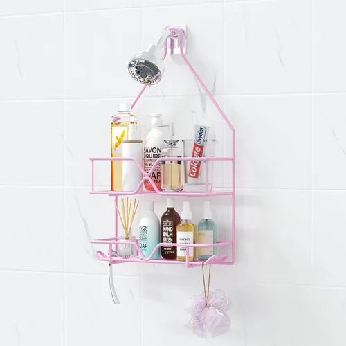 Miniatura 9 de TreeLen Organizador de ducha colgante estante de ducha sobre cabezal de ducha negro, colgador de baño para champú, navaja y jabón