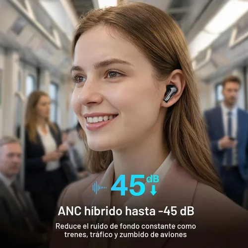 Miniatura 3 de TOZO Auriculares inalámbricos híbridos con cancelación activa de ruido con 6 micrófonos AI Clear Call Ear Buds 68H Playtime con pantalla LED, 32