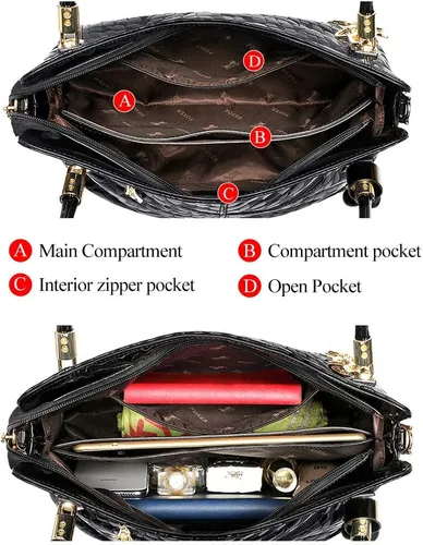 Miniatura 3 de FOXER Bolso de mano de cuero genuino para mujer, bolso de hombro con asa superior