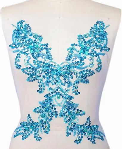 Miniatura 8 de Parche de cristal único hecho a mano cosido en piedras de lentejuelas de 15.3 x 11.4 pulgadas, accesorio para vestido, cristal de costura para Blanco