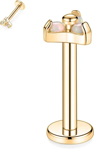 Miniatura 3 de GAGABODY Labret Studs 16G 60.315 in G23 Titanium BallCZOpal Top Press Fit Threadless Push-in Labret Labret Lip Monroe Tragus Stud Bisel Push Back