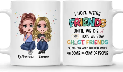 Miniatura 22 de Gossby Taza de café personalizada de la amistad, regalo personalizado Besites para mujeres con diseño de muñeca, nombre, cita – cumpleaños, Navidad