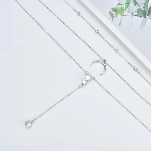 Miniatura 4 de MONGAS Collar bohemio en capas de plata de ley, triple 3 apilado, barra vertical triangular, collares largos en capas, joyería de Navidad, regalos