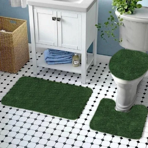 Miniatura 2 de Daniel's Bath - Tapete de baño de lujo sólido de 3 piezas, color verde oliva, 3 unidades (3 piezas de lujo sólido)