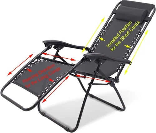 Miniatura 2 de Cables universales para silla de gravedad cero, paquete de 8 piezas de repuesto para sillas antigravedad, cordones elásticos, para silla de césped