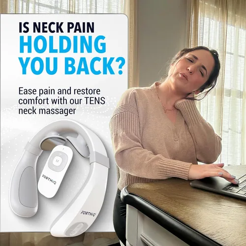 Miniatura 2 de FORTHiQ Máquina TENS de cuello con calor, masajeador eléctrico de cuello para aliviar el dolor, masaje de tejido profundo de 15 niveles, portátil