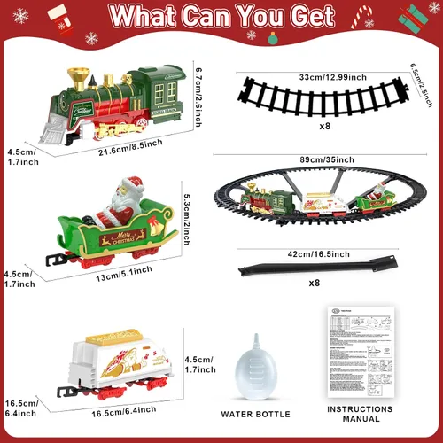 Miniatura 9 de TERRAMUS Juego de tren de Navidad – Juguetes de tren colgante con luz ahumada y sonido para niños y niñas, juego de tren alrededor debajo del árbol