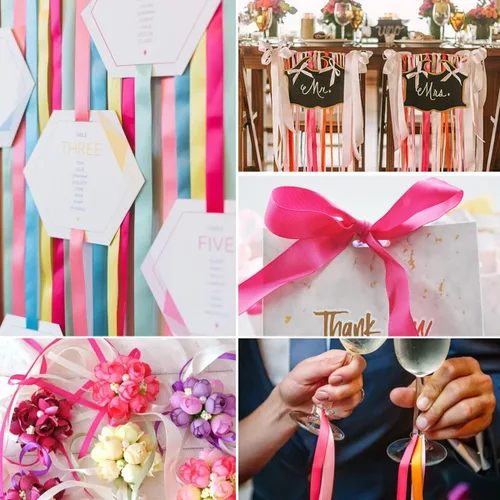 Miniatura 2 de Cinta rosa intensa de 1-1/2 pulgadas x 25 yardas, cinta de satén de tela de color rojo rosa sólido para envolver regalos, manualidades de bricolaje