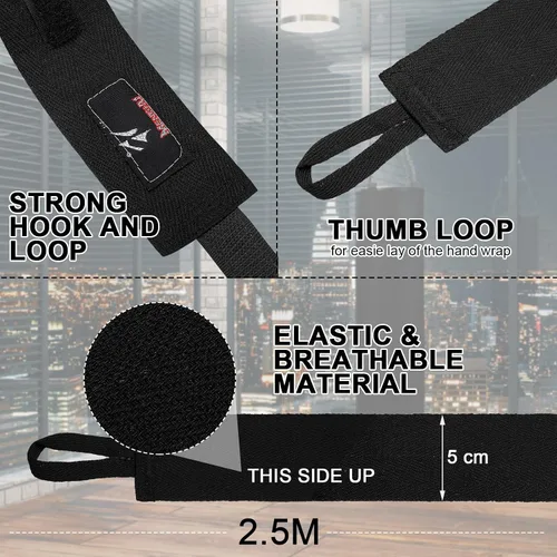 Miniatura 4 de Teling 6 pares de vendas de boxeo de 100 pulgadas para niños, guantes internos, artes marciales, muñequeras de boxeo para kickboxing, Muay Thai