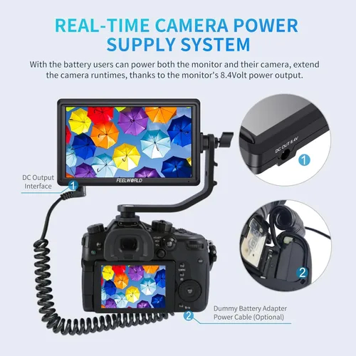 Miniatura 6 de FEELWORLD FW568 6 pulgadas FHD 450nit Cámara DSLR Monitor de campo con forma de onda LUTs Video Peaking Focus Assist 1920x1080 IPS 4K HDMI