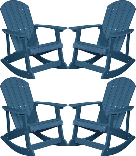 Miniatura 10 de YEFU Mecedora para exteriores, mecedora Adirondack, silla mecedora de patio con respaldo ancho, silla mecedora de gran tamaño con aspecto de madera