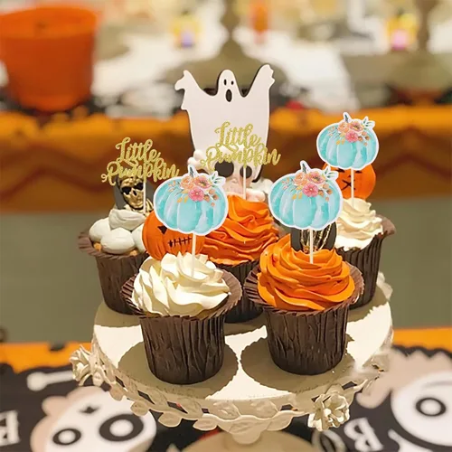 Miniatura 3 de Rsstarxi Paquete de 36 adornos para cupcakes de calabaza pequeña, revelación de género, baby shower, fiesta, decoración de tartas, calabaza