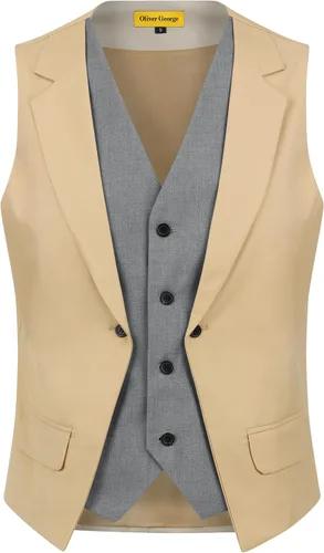 Miniatura 32 de Oliver George Chaleco formal de esmoquin en capas para hombre, chaleco de traje de negocios