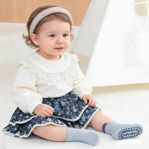 Calcetines antideslizantes de algodón para niños y niñas, 6 pares