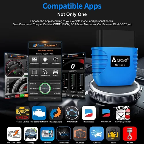 Miniatura 5 de NEXAS NexLink - Escáner OBD2 Bluetooth 5.0, inalámbrico compatible con aplicaciones de terceros, lector de código universal para automóviles
