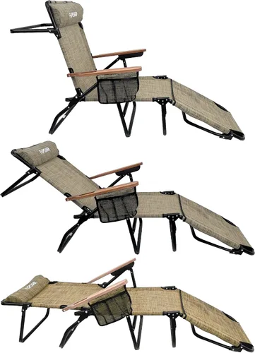 Miniatura 6 de EasyGo Product FLIP - Tumbona para patio, orificios para cara y brazos, 4 patas, material textileno, 6 posiciones, almohada reclinable