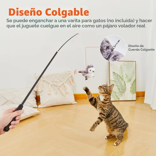 Miniatura 6 de Potaroma Juguetes para Gatos Ave Flapping (No Vuela), Canturreo Realista de Andarríos, Juguete Interactivo para Gatito Recargable Activado por