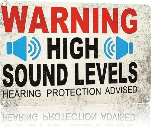 Funny Metal Signs Posters HIGH SOUND LEVELS Sign Wall Art for Yard Sign Outdoor Lawn Garden Home Decor 8X12inch