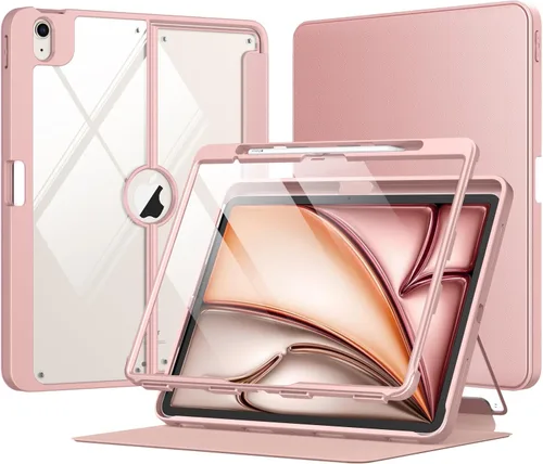 Miniatura 20 de MoKo Funda para iPad Air de 11 pulgadas 7ª/6ª generación M3/M2 2025/2024, iPad Air 5ª/4ª generación de 10.9 pulgadas 2022/2020 con soporte