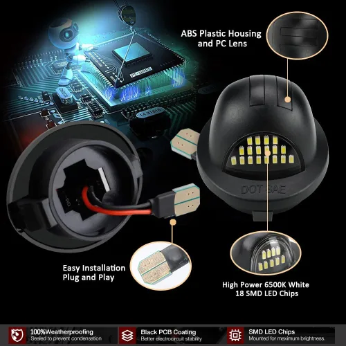 Miniatura 6 de D-Lumina Luces LED para Placa de Matrícula Lámpara de Etiqueta Tira de Luz Roja en Forma de F con Arnés de Cableado de Enchufe para Ford F150 F250