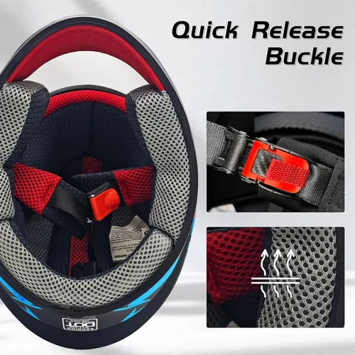 Miniatura 8 de SanQing - Casco de motocicleta de cara completa para niños, motocross, bicicleta de tierra, ATV, BMX, kart, todoterreno, para 4 ruedas, niño, niña