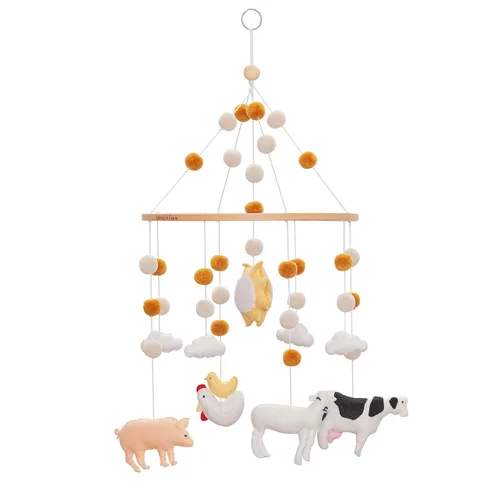 Móvil para cuna de bebé – Móvil colgante de madera para cuna, decoración de guardería para niños y niñas, regalo perfecto de ducha (animales de