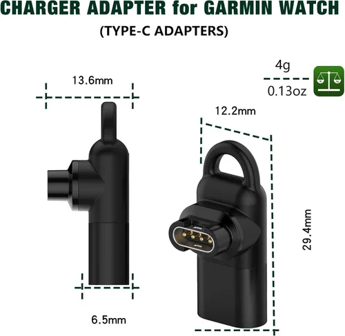 Miniatura 2 de Paquete de 2 adaptadores USB-C hembra a macho para Garmin Watch, adaptador de carga tipo C para Instinct 2 3 E/Fenix 8/6/7X/7/6X/Venu 2