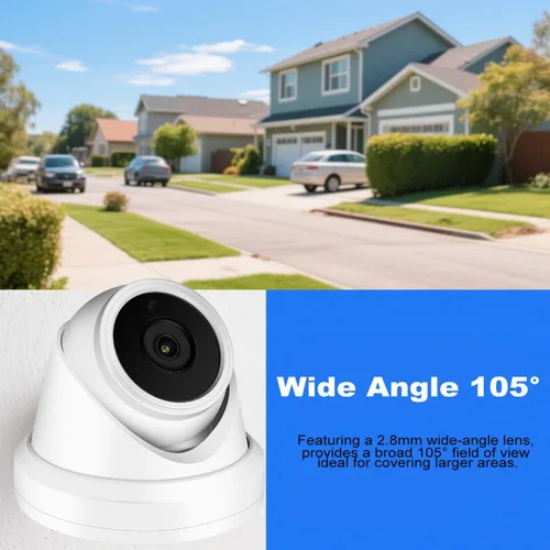 Miniatura 3 de Cámara domo de torreta IP PoE de 4 MP, gran angular de 0.110 in, H.265, cámara de seguridad CCTV resistente al agua IP66, cumple con la NDAA