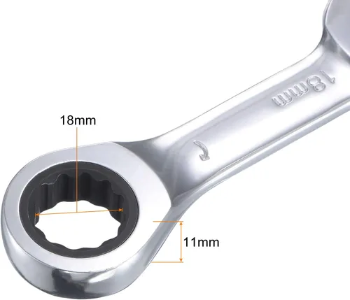 Miniatura 3 de uxcell Llave combinada de trinquete rechoncha de 0.709 in métrica 72 dientes 12 herramientas terminadas en caja de puntos, CR-V