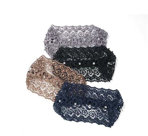 Miniatura 5 de Bincout Meerore Diademas para mujer, estilo bohemio, elásticas, huecas, con diamantes de imitación, para niñas, turbante cruzado, liso, para yoga