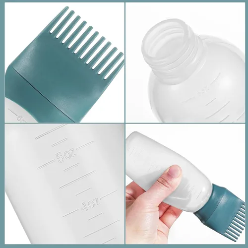 Miniatura 7 de Pimoys Botella aplicadora de aceite para el cabello, 6 onzas, paquete de 2 botellas aplicadoras de peine de raíz, botella de tinte para el cabello