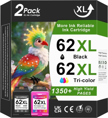 Miniatura 8 de 62XL - Cartuchos de tinta negros y colores de alto rendimiento compatibles con HP Ink 62 62xl cartucho de tinta apto para impresora HP Envy 5660