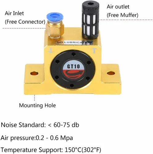 Miniatura 3 de Tipo industrial GT10 tipo vibrador de rueda de turbina de aire comprimido neumático (GT10)
