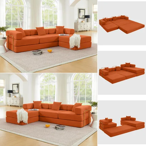 Miniatura 18 de HANXIN Sofá cama convertible de 78 pulgadas, sofá cama plegable con marco de forma fija, sofá biplaza sin hueso futón con cama extraíble, no Beige