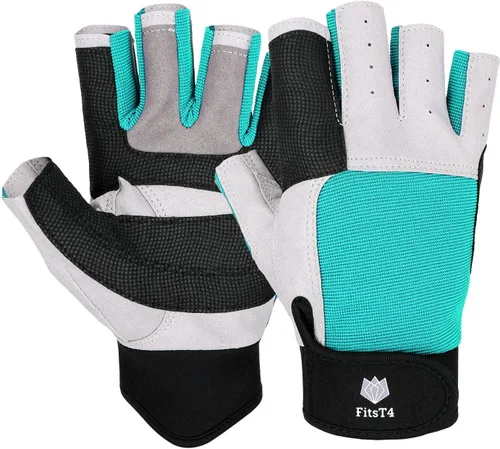 FitsT4 Sports Guantes de vela de 3/4 dedos y agarre, ideales para vela, yate, remo, kayak, pesca, deportes acuáticos para hombres y mujeres