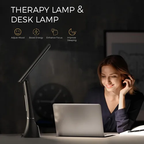 Miniatura 3 de Lámpara de terapia de luz, luz LED de 10000 LUX sin rayos UV, luz de sol de espectro completo, luz de estado de ánimo, lámpara de escritorio