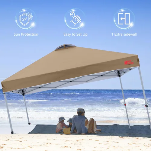 Miniatura 3 de MASTERCANOPY - Toldo desplegable duradero con 1 pared lateral (6.6 x 6.6 pies, caqui)