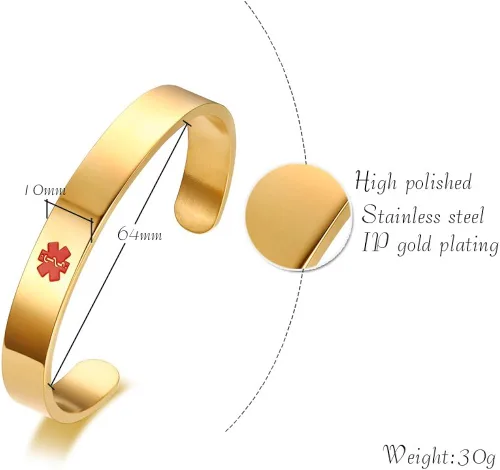 Miniatura 2 de PACEMAKER - Pulsera de acero inoxidable con identificación médica de alerta médica SOS para mujer 79in 8 pulgadas Metal