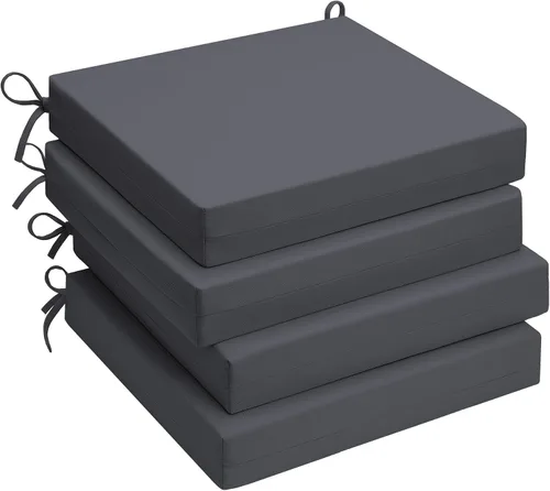 Miniatura 29 de UNIKOME Cojines para sillas de exterior, resistentes al agua, con lazos, relleno de esponja de alta densidad, cojines de asiento cuadrados