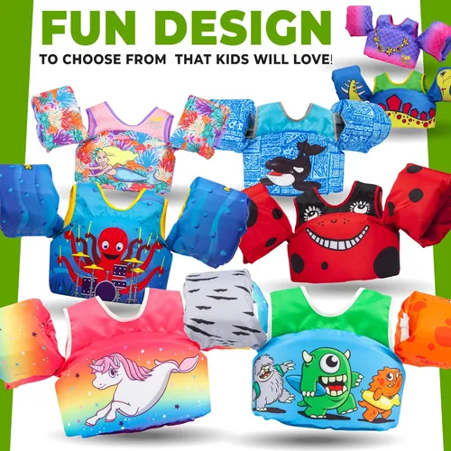 Miniatura 6 de Body Glove Paddle Pals - Chaleco salvavidas para niños aprobado por la Guardia Costera para aprender a nadar PFD Tanque de peces
