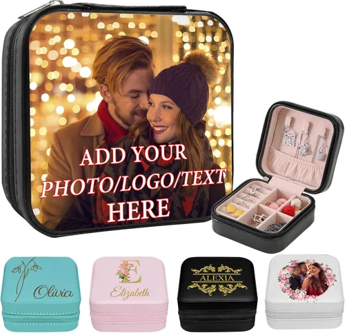 Miniatura 30 de Joyero de viaje personalizado para mujer, foto personalizada, nombre, logotipo, joyero, regalo de dama de honor, boda, cumpleaños