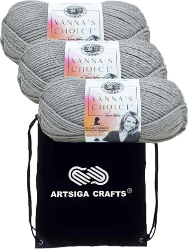 Miniatura 53 de Lion Brand Vanna's Choice Pink 860-101 (3 madejas - mismo lote de tinte) Estambre acrílico mediano Worsted #4 para ganchillo y tejer con bolsa